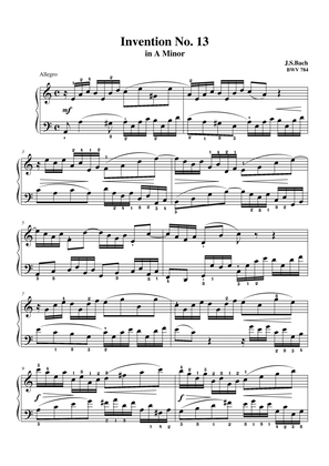 Bach Invention No. 13 in A Minor BWV 784