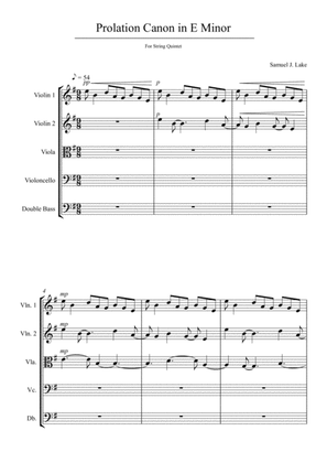 Prolation Canon in E Minor for String Quintet