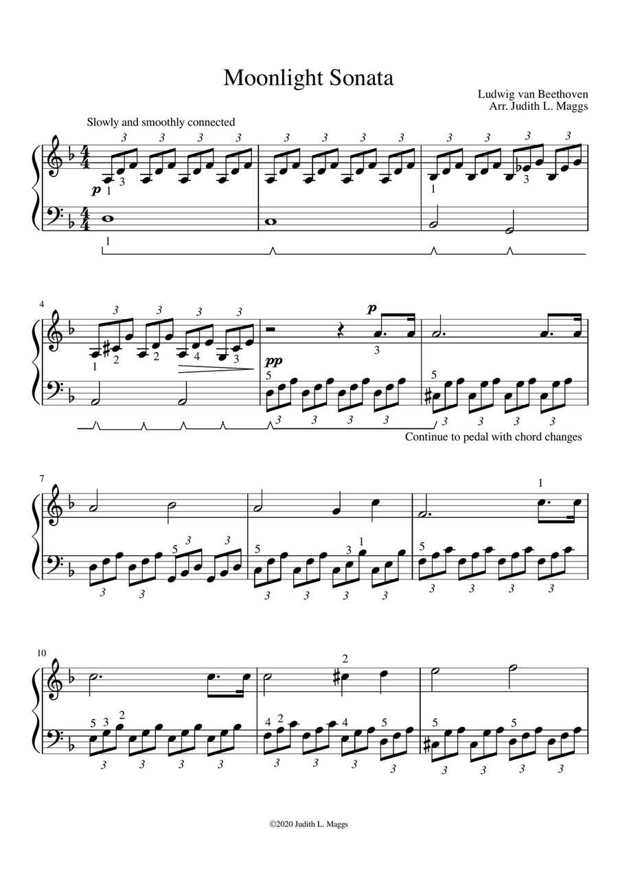 Moonlight Sonata - Easy piano Piano Method scores gallery preview page 1