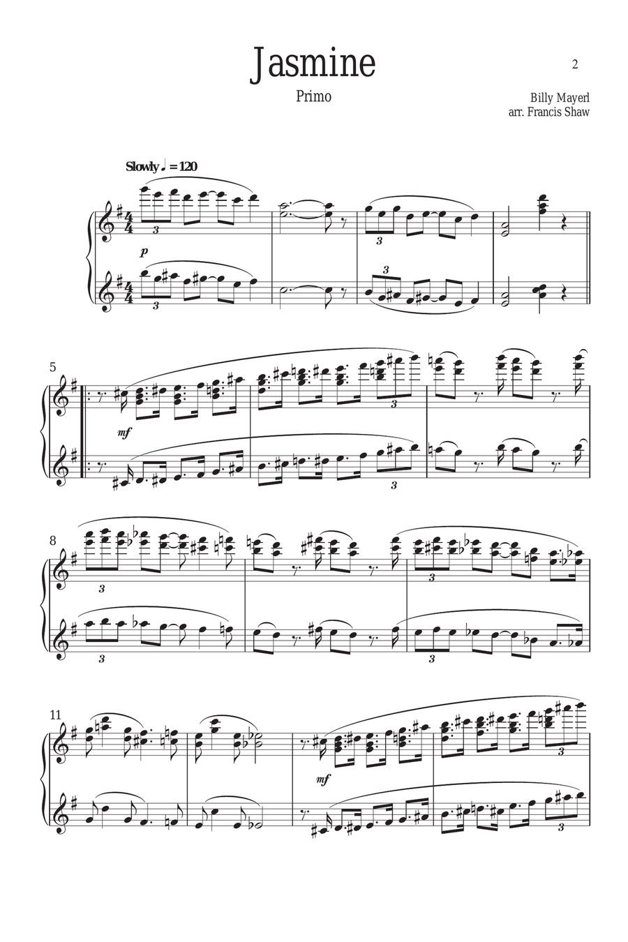 Jasmine Jasmine Piano Duet scores gallery preview page 2