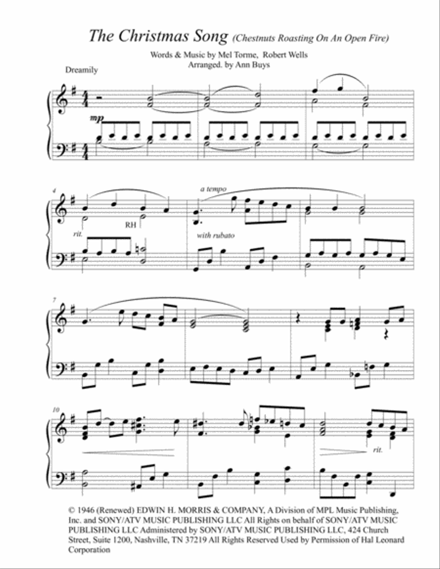 The Christmas Song (Chestnuts Roasting On An Open Fire) Piano Solo scores gallery preview page 1
