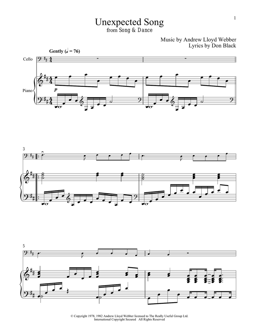 Unexpected Song (from Song & Dance) Piano scores gallery preview page 1