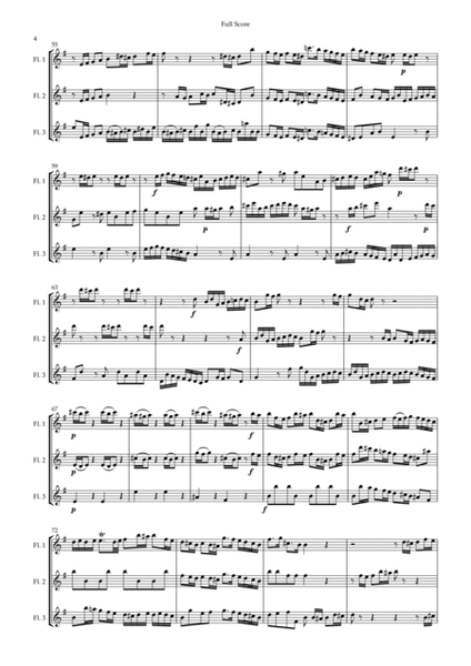 Brandenburg Concerto No. 3 in G major, BWV 1048 1st Mov. (J.S. Bach) for Flute Trio image number null