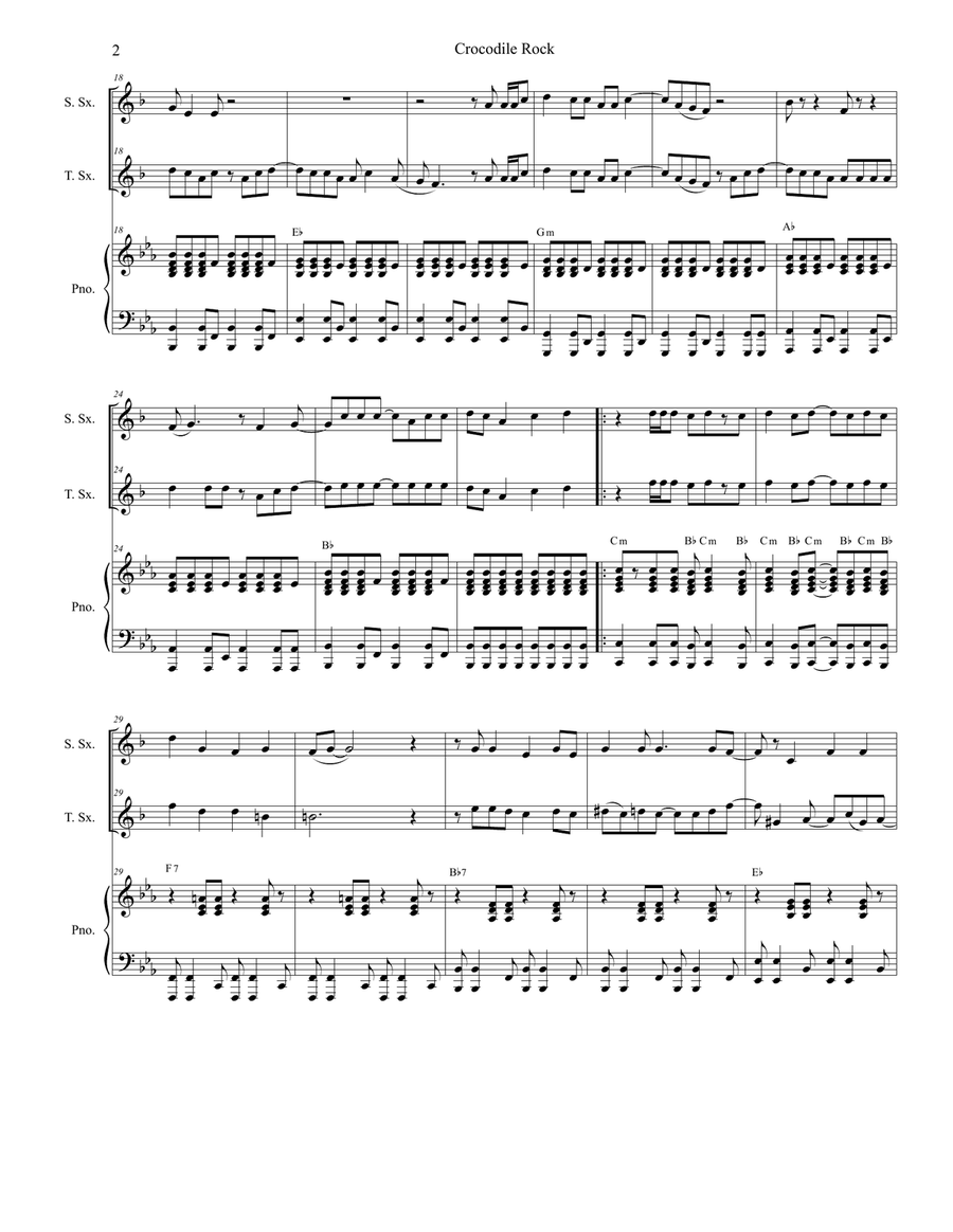 Crocodile Rock Woodwind Duet scores gallery preview page 2