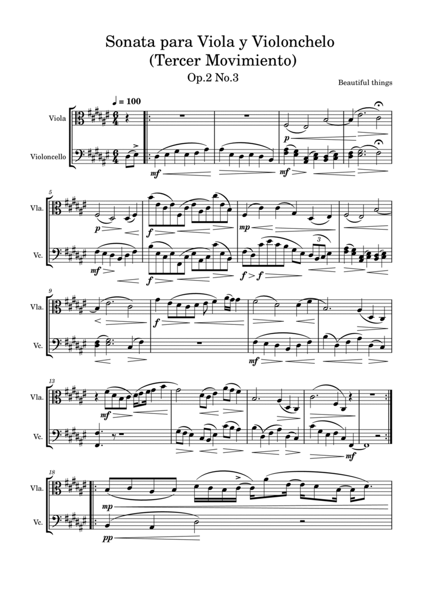 Sonata para Viola y Violonchelo(Tercer Movimiento)-Beautiful things Op.2 No.3