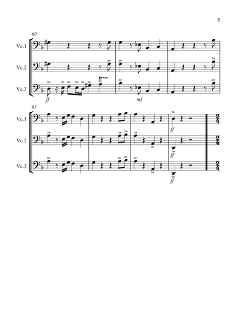 3 Halloween Pieces for Cello Trio 3 Halloween Pieces for Cello Trio Cello Solo scores gallery preview page 5