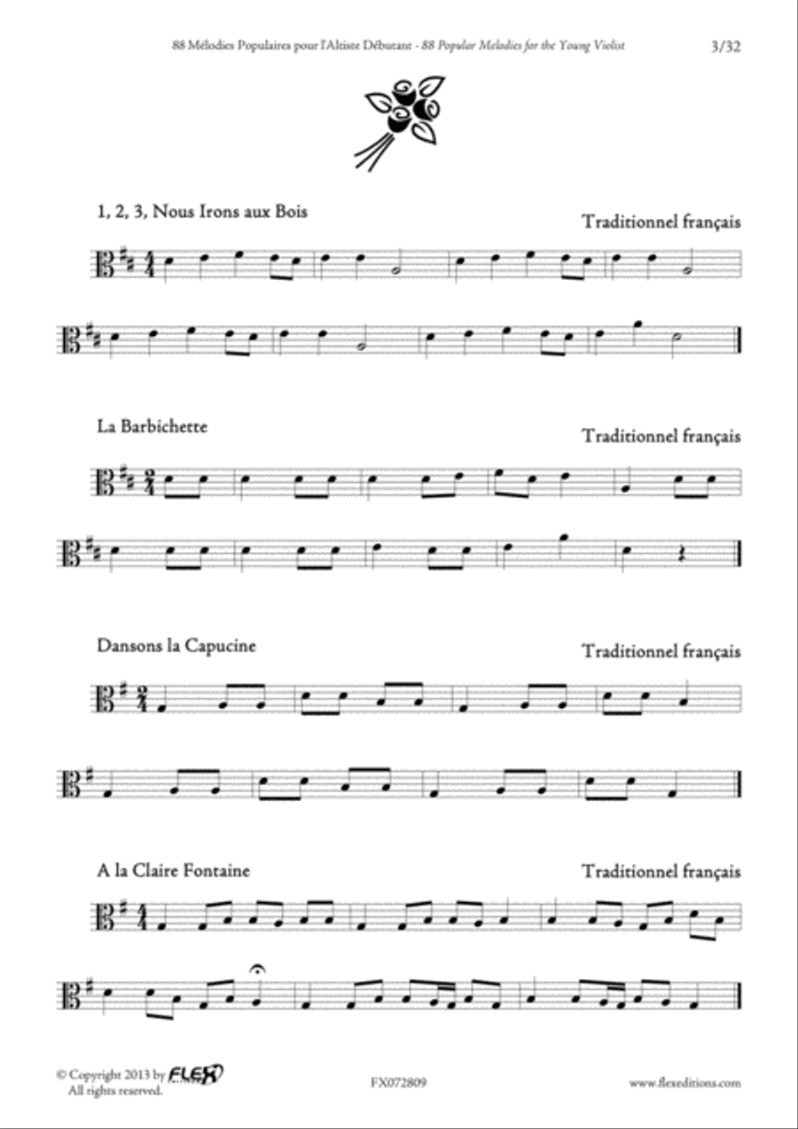 88 Popular Melodies for the Young Violist Viola Solo scores gallery preview page 3