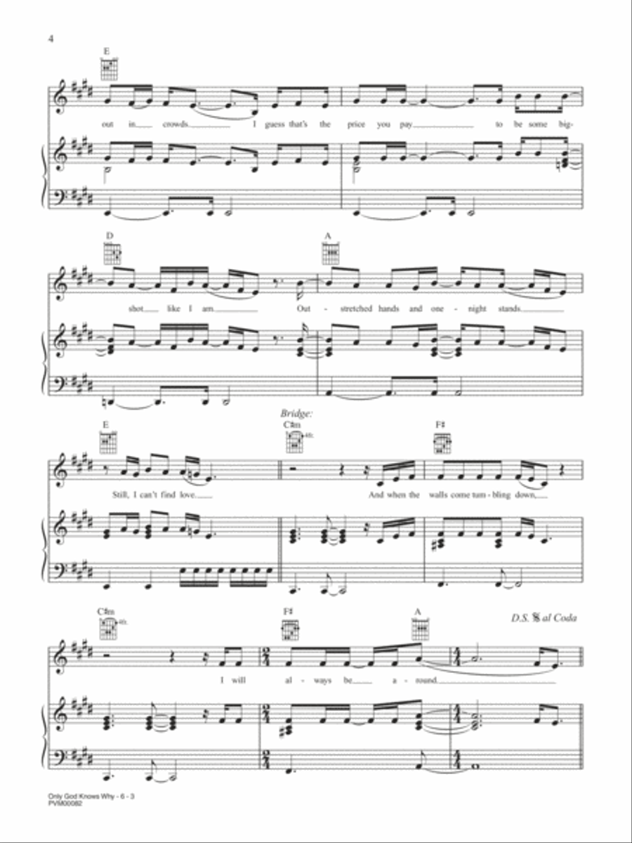 Only God Knows Why Only God Knows Why Piano, Vocal, Guitar scores gallery preview page 3