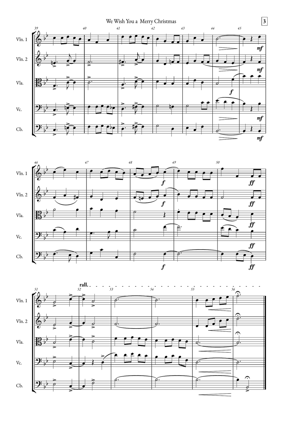 We Wish You a Merry Christmas String Quintet scores gallery preview page 3