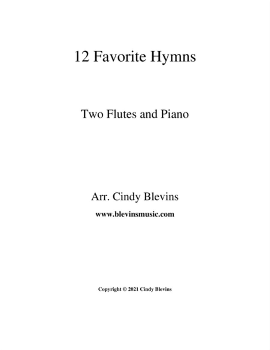 12 Favorite Hymns, Two Flutes and Piano Flute Duet scores gallery preview page 6