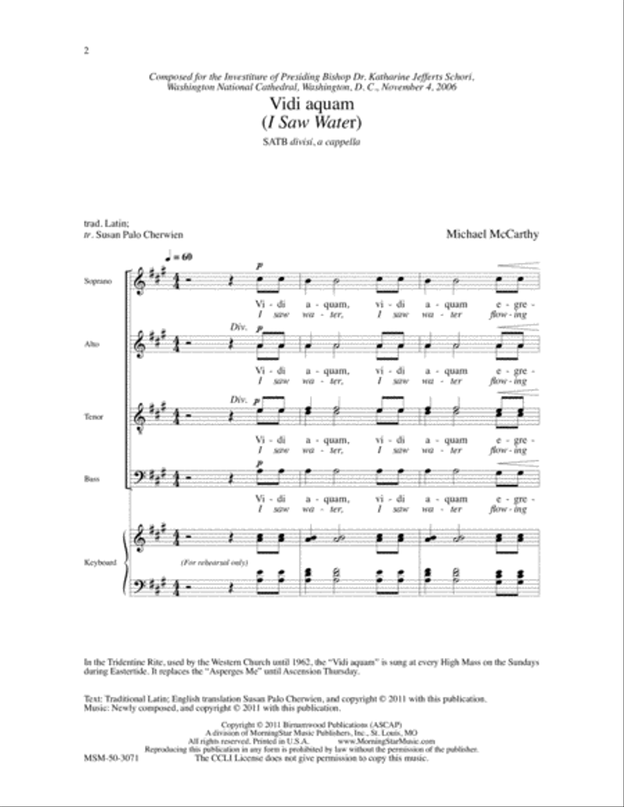 Vidi aquam (I Saw Water) Vidi aquam (I Saw Water) Divisi scores gallery preview page 2