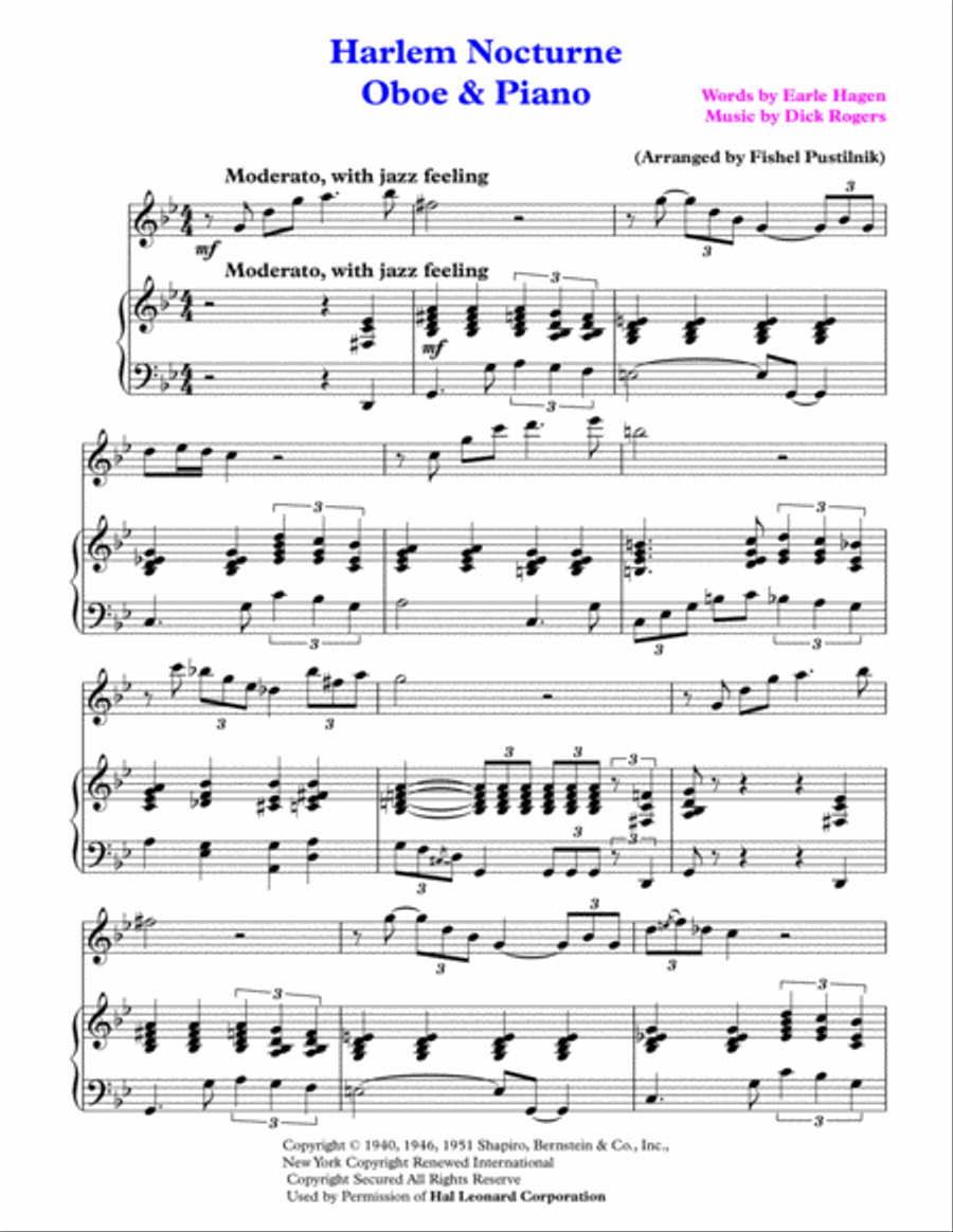 Harlem Nocturne Piano scores gallery preview page 2