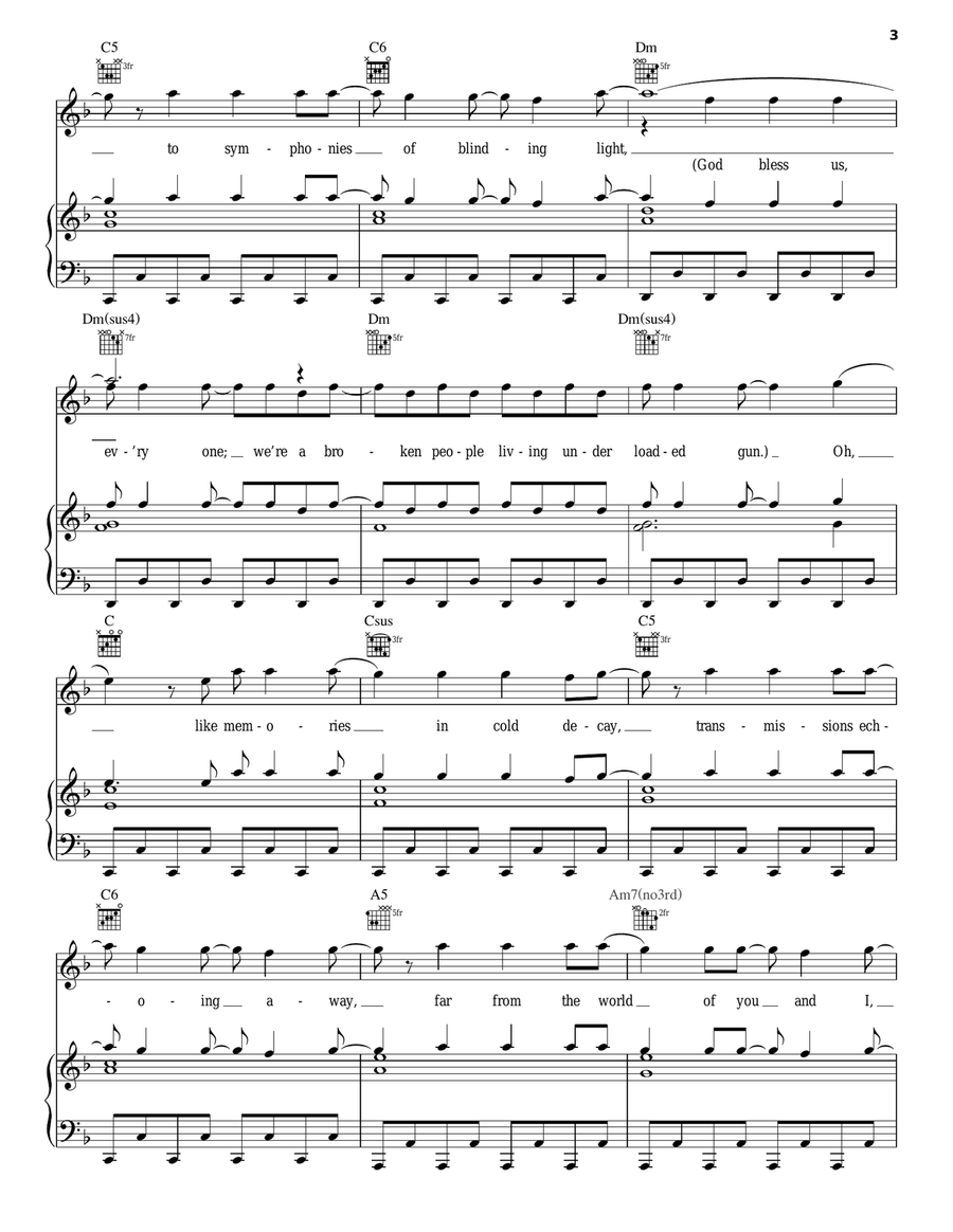 The Catalyst Piano, Vocal, Guitar scores gallery preview page 3