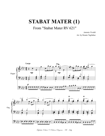 STABAT MATER (I) - (From Stabat Mater- RV 621) - For Alto,and Organ 3 staff image number null