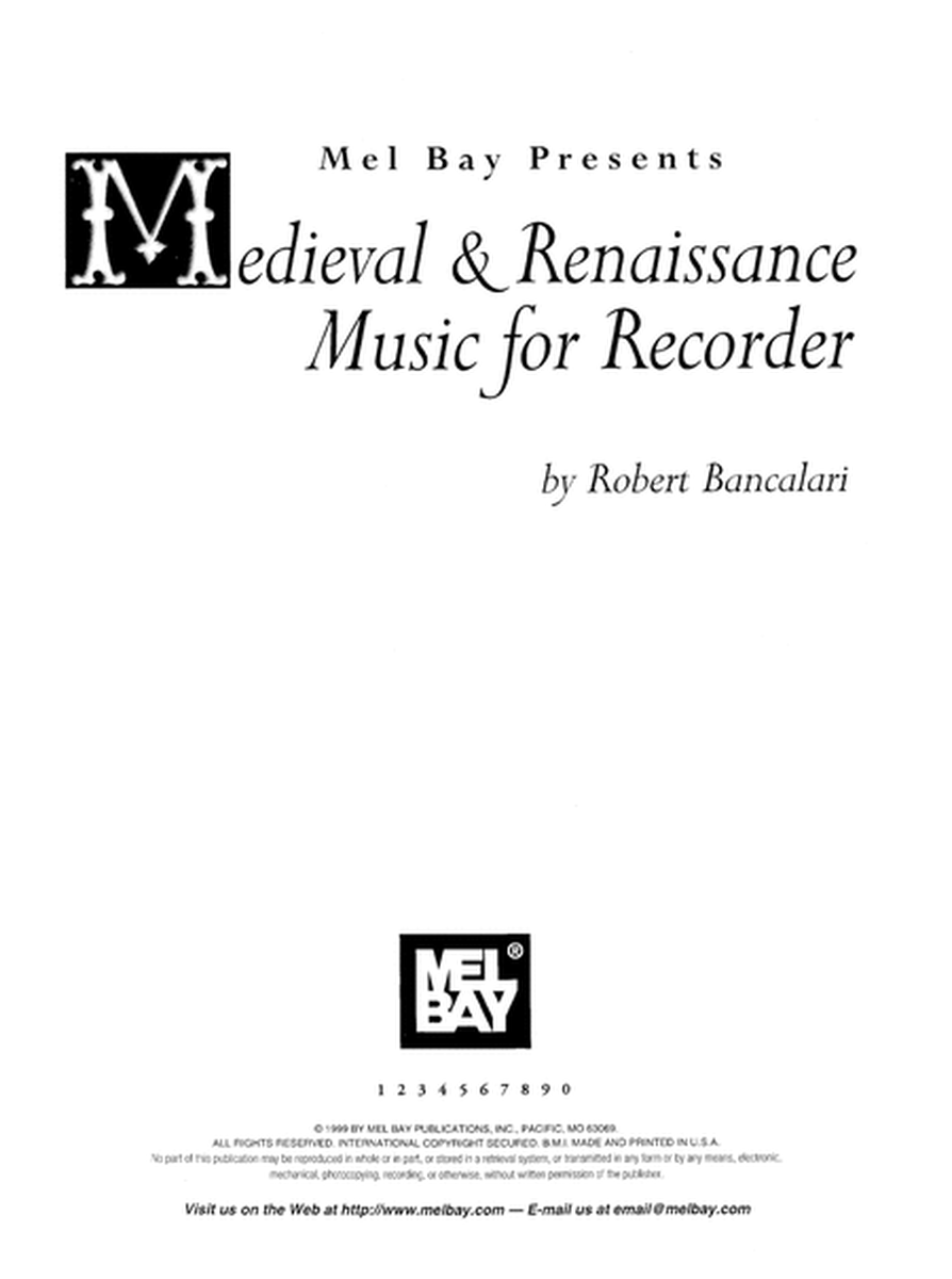 Medieval and Renaissance Music for Recorder
