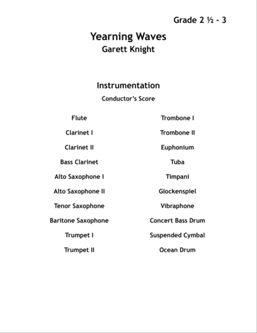 Yearning Waves Yearning Waves Concert Band scores gallery preview page 2