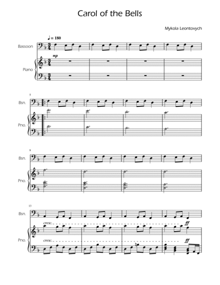 Carol of the Bells - Bassoon Solo w/ Piano image number null