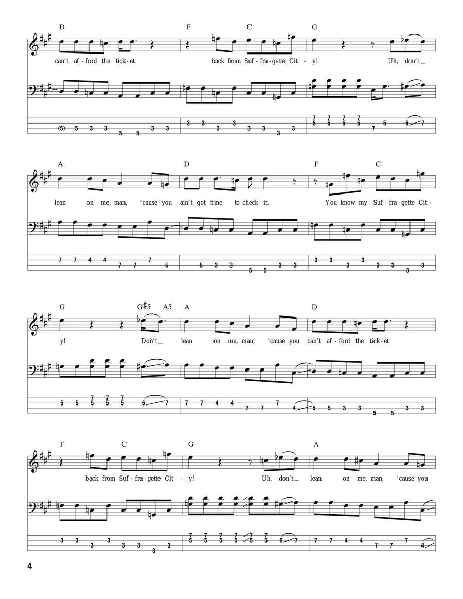 Suffragette City Acoustic Guitar scores gallery preview page 4