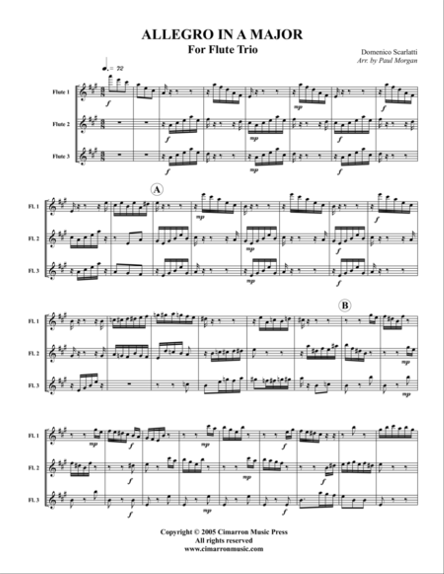 Allegro in A Flute Trio scores gallery preview page 1