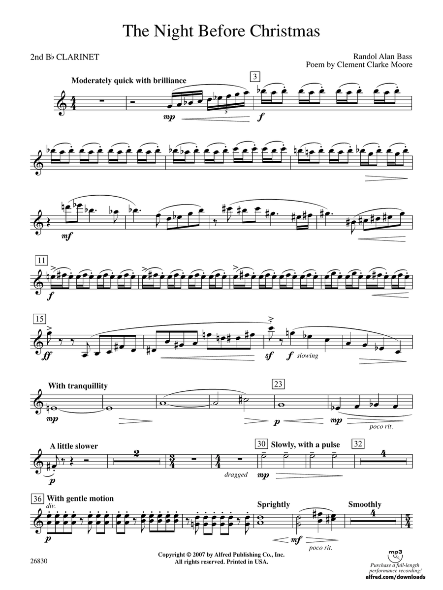 The Night Before Christmas: 2nd B-flat Clarinet