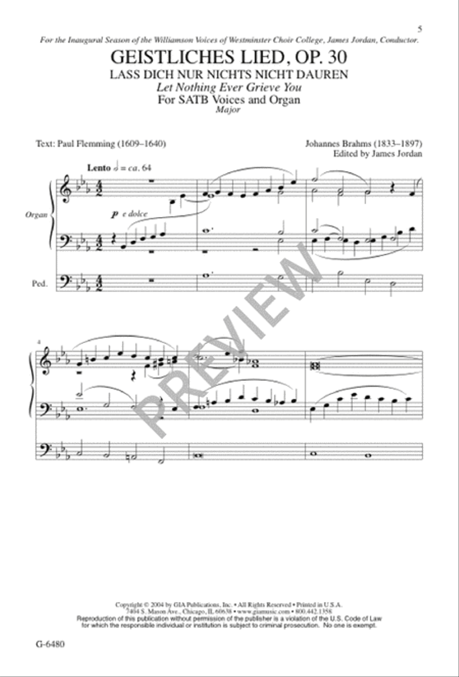 Geistliches Lied, Op. 30: Lass Dich Nur Nichts Nicht Dauren 4-Part scores gallery preview page 4
