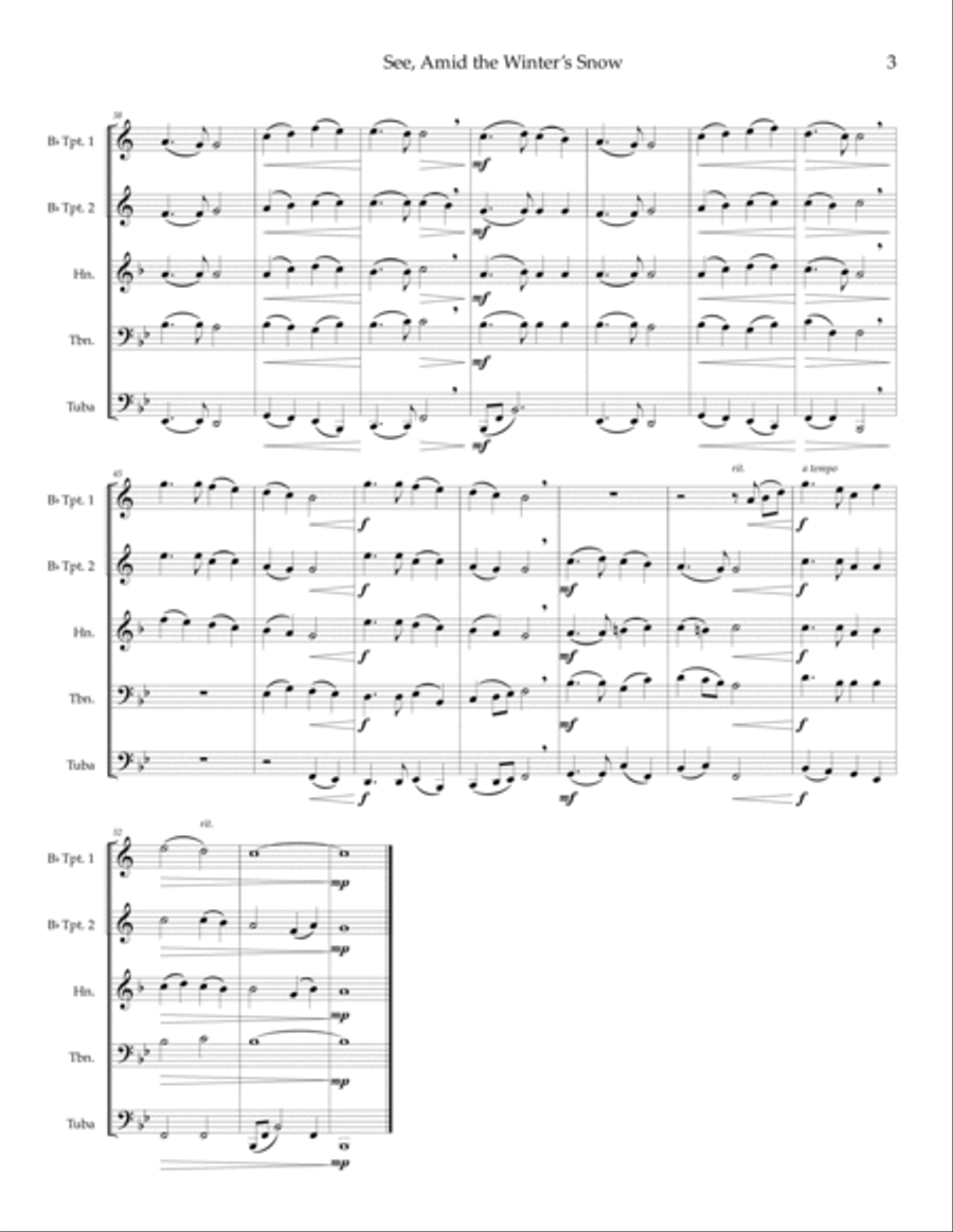See, Amid the Winter's Snow - brass quintet Brass Quintet scores gallery preview page 4