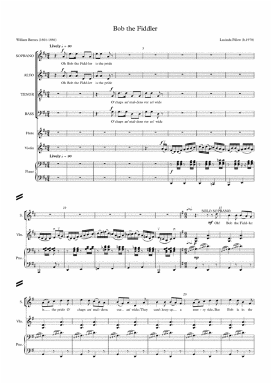 William Barnes Suite - 3. Bob the Fiddler 4-Part scores gallery preview page 1