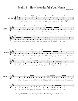 Psalm 8: How Wonderful Your Name - Leadsheet