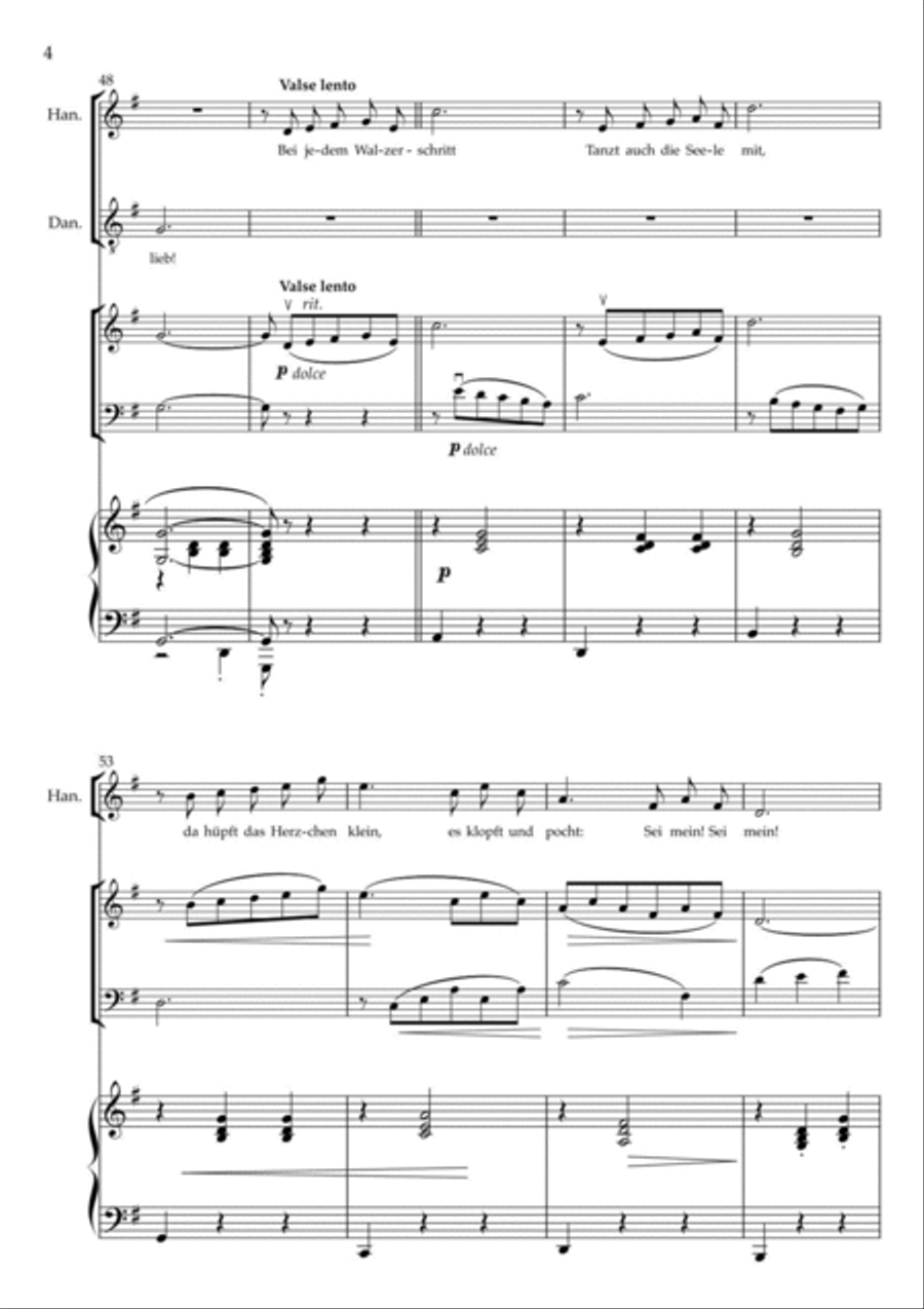 Lippen Schweigen (Merry Widow Waltz), for baritone/tenor, soprano & piano trio Piano Trio scores gallery preview page 4