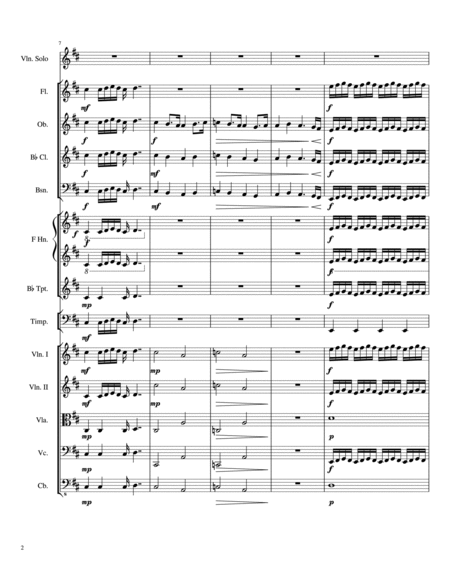 Violin Concerto No 2 in D Major, Score and All Parts Included