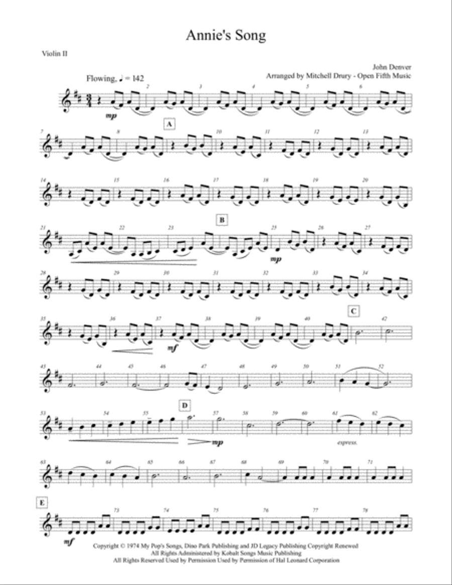 Annie's Song String Quartet scores gallery preview page 3
