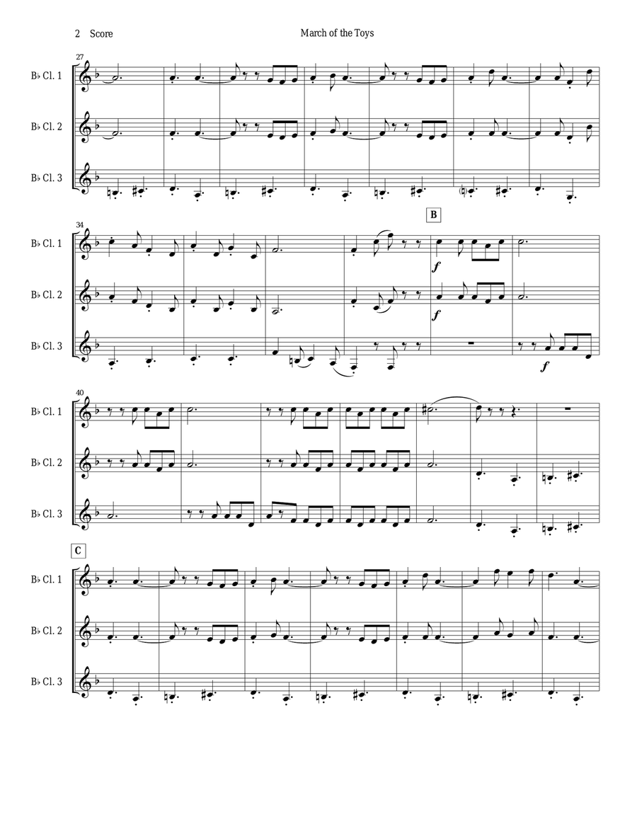 March of the Toys by Victor Herbert set for Clarinet Trio Clarinet Trio scores gallery preview page 2