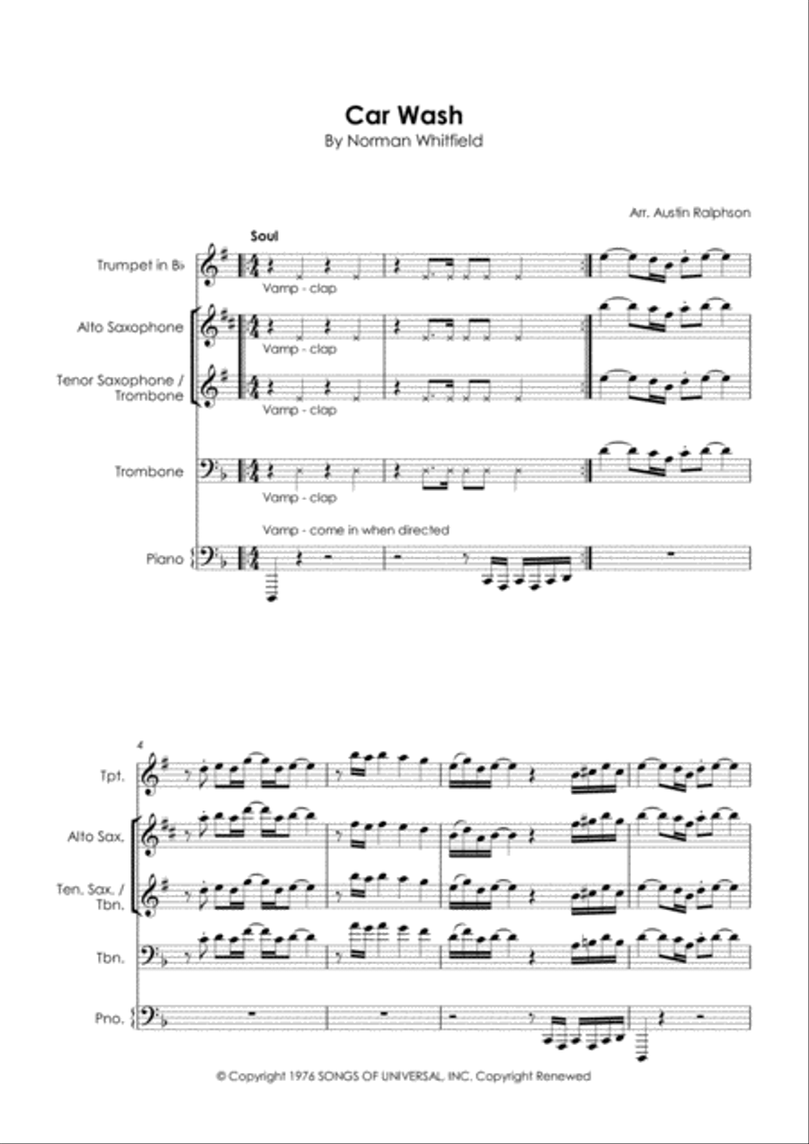 Car Wash Tenor Saxophone scores gallery preview page 3