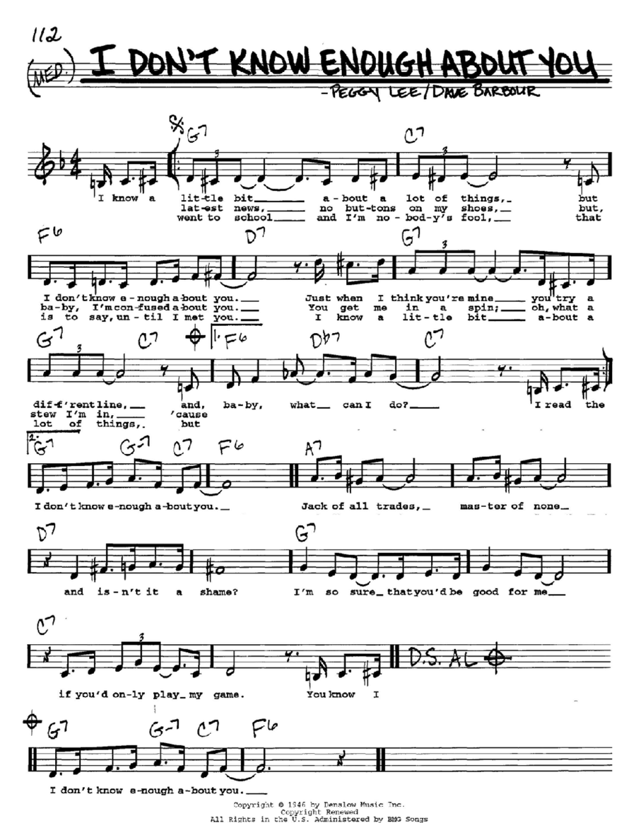 I Don't Know Enough About You Voice scores gallery preview page 1