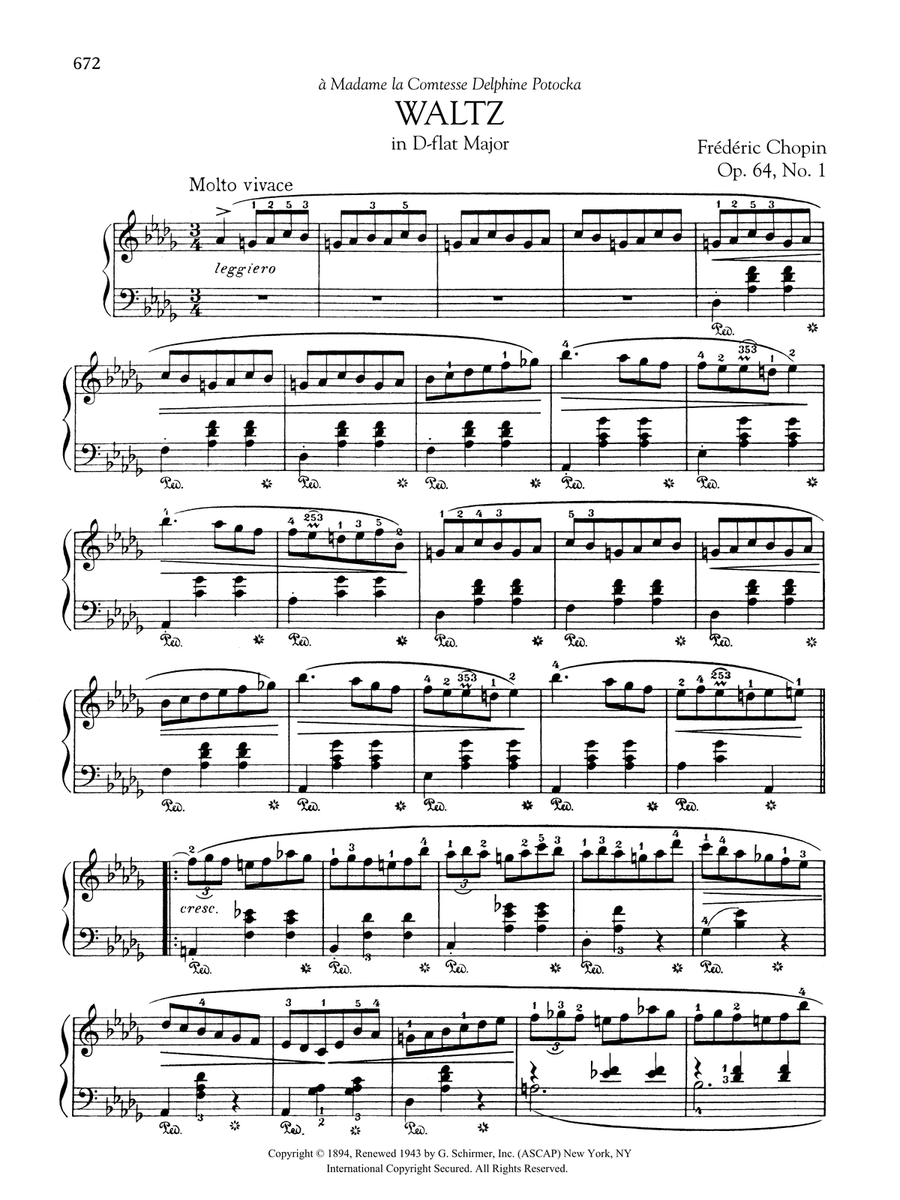 Waltz in D-flat Major, Op. 64, No. 1 Piano Solo scores gallery preview page 1