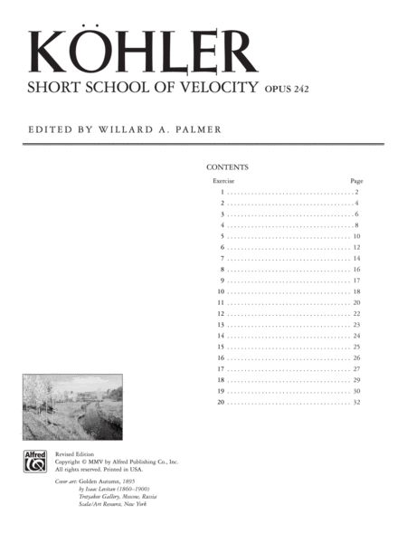 Köhler -- Short School of Velocity, Op. 242