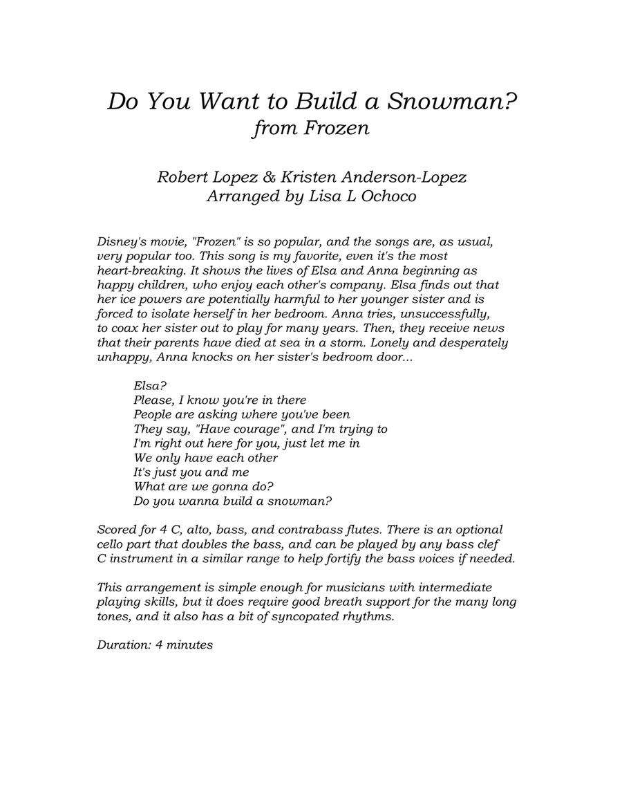 Do You Want To Build A Snowman? Flute Choir scores gallery preview page 4