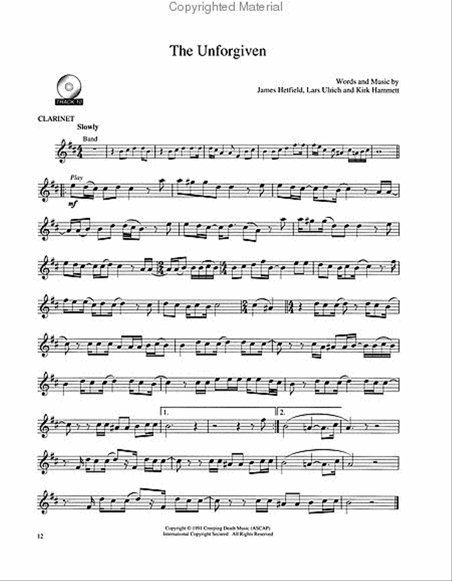 Best of Metallica for Clarinet Clarinet Solo scores gallery preview page 4