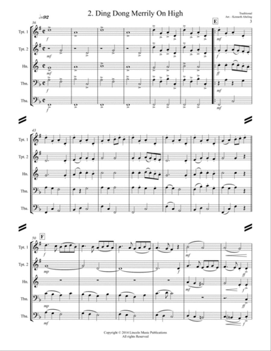 20 Traditional Christmas Carols Volume II (for Brass Quintet) Brass Quintet scores gallery preview page 4
