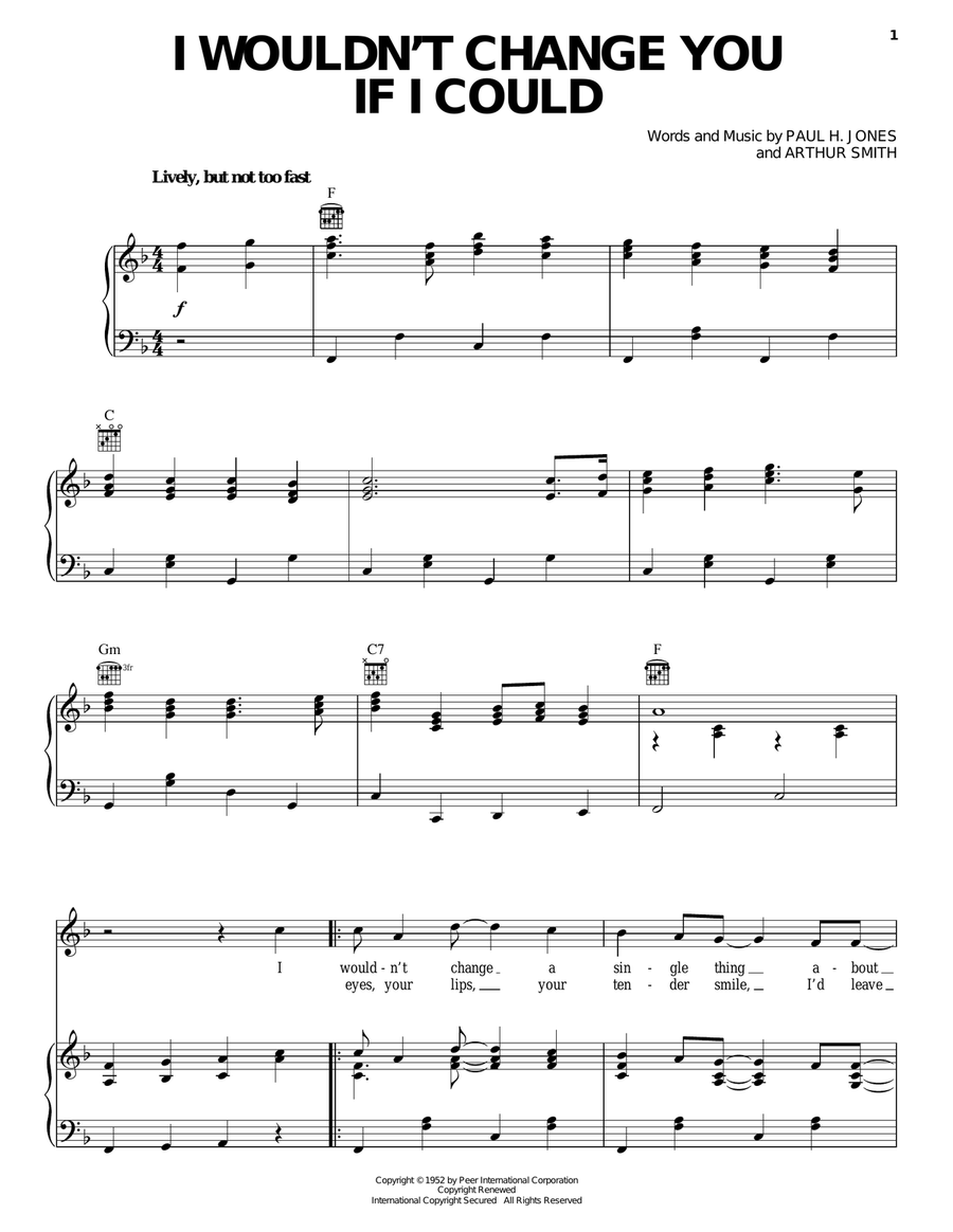 I Wouldn't Change You If I Could Piano, Vocal, Guitar scores gallery preview page 1