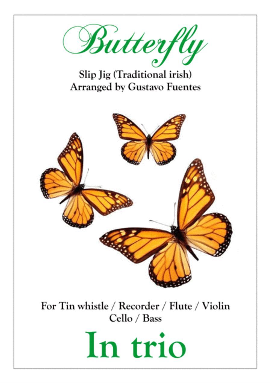 Butterfly, slip jig in trio, Celtic song, Arranged by Gustavo Fuentes Woodwind Ensemble scores gallery preview page 1