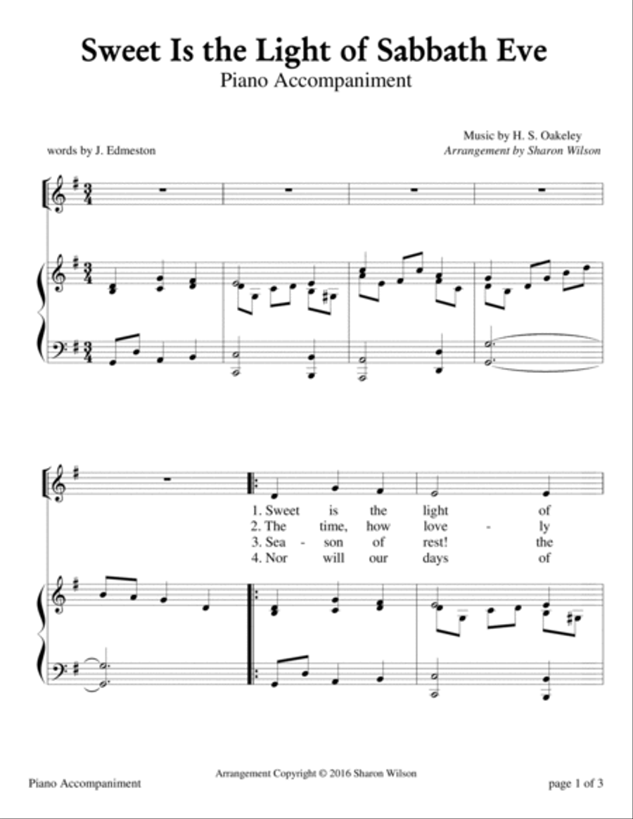 Sweet Is the Light of Sabbath Eve (Sabbath Celebration) High Voice scores gallery preview page 2