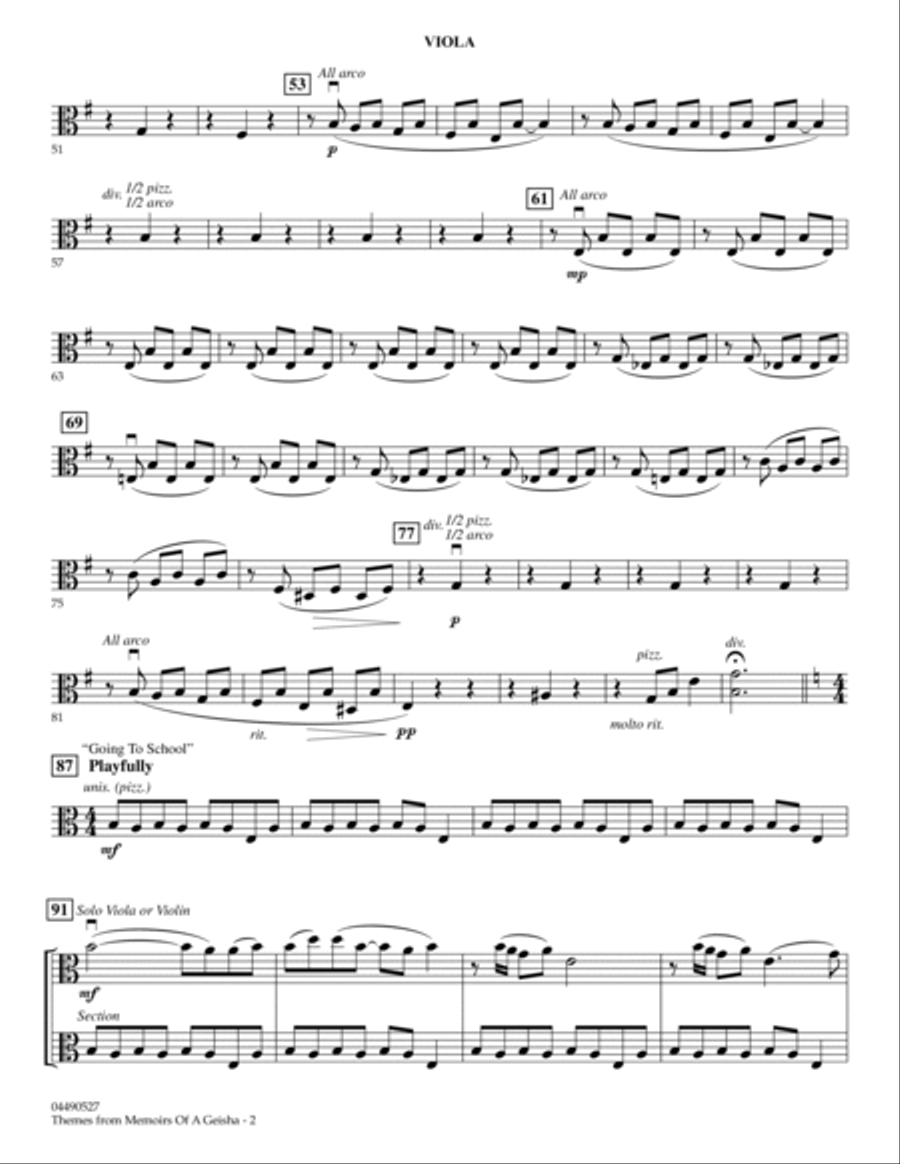 Themes from Memoirs of a Geisha - Viola Viola scores gallery preview page 2