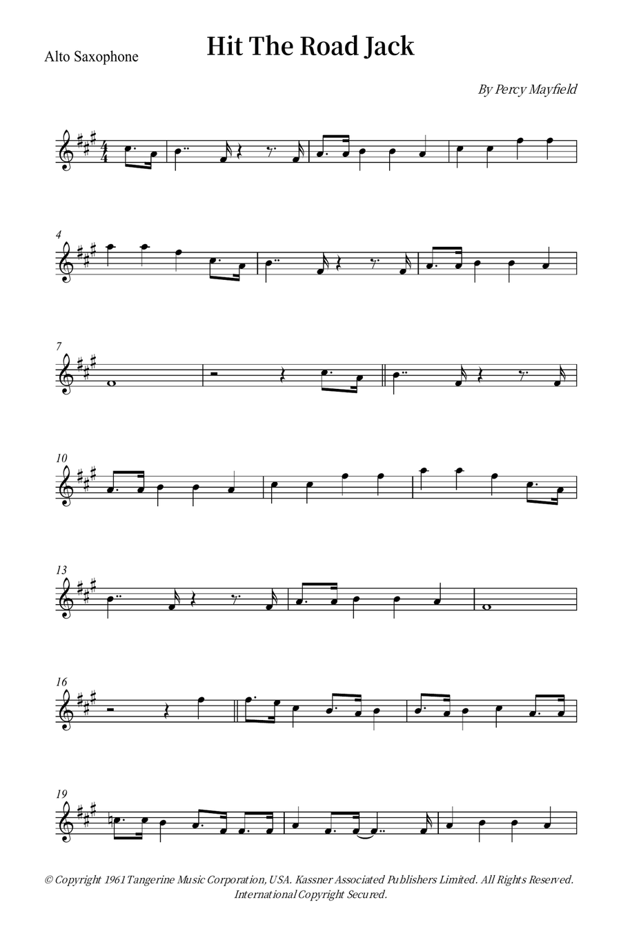 Hit The Road Jack Alto Saxophone scores gallery preview page 1