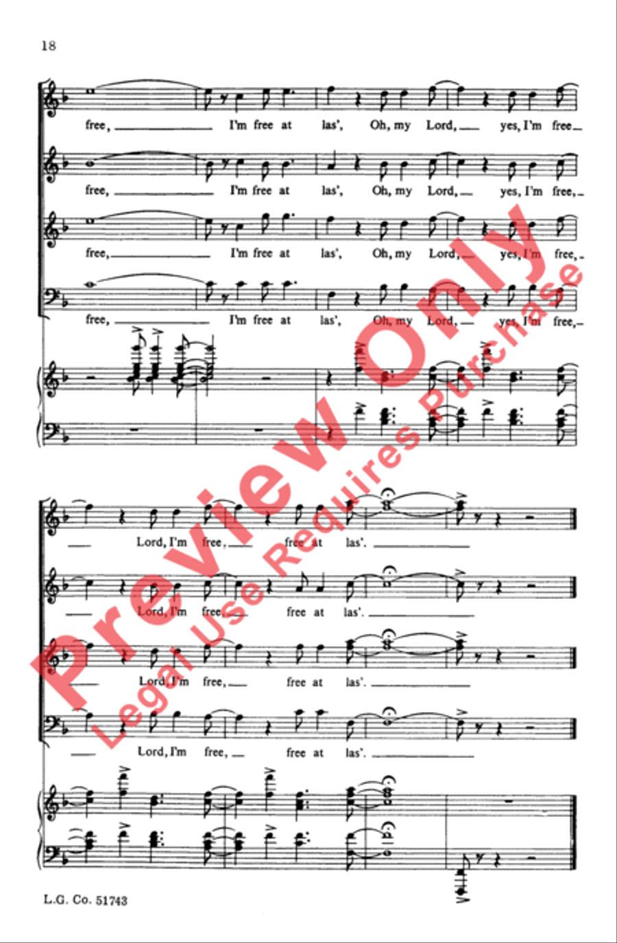 Free, My Lord, Free at Las' 4-Part scores gallery preview page 18