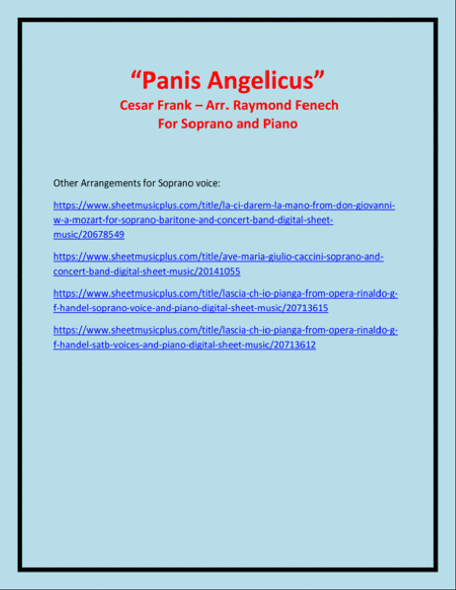 Panis Angelicus - Soprano (voice) and Piano Soprano Voice scores gallery preview page 3