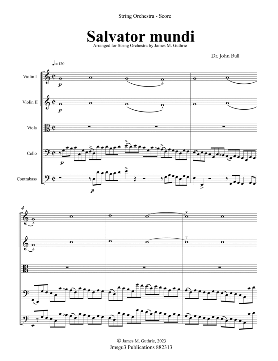 Bull: Salvator mundi for String Orchestra - Score Only String Orchestra scores gallery preview page 1