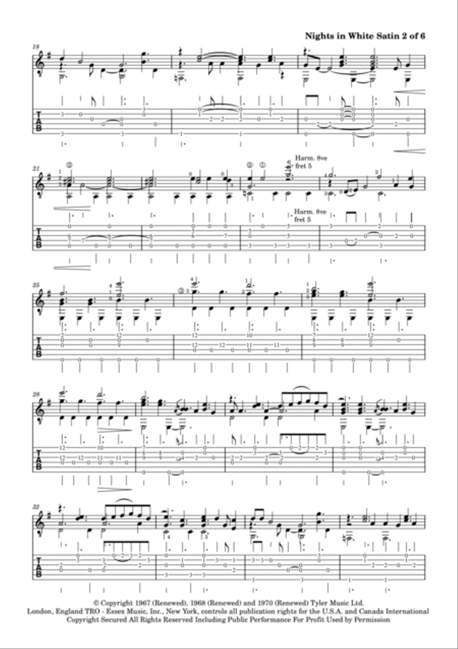 Nights In White Satin Guitar Tablature scores gallery preview page 3