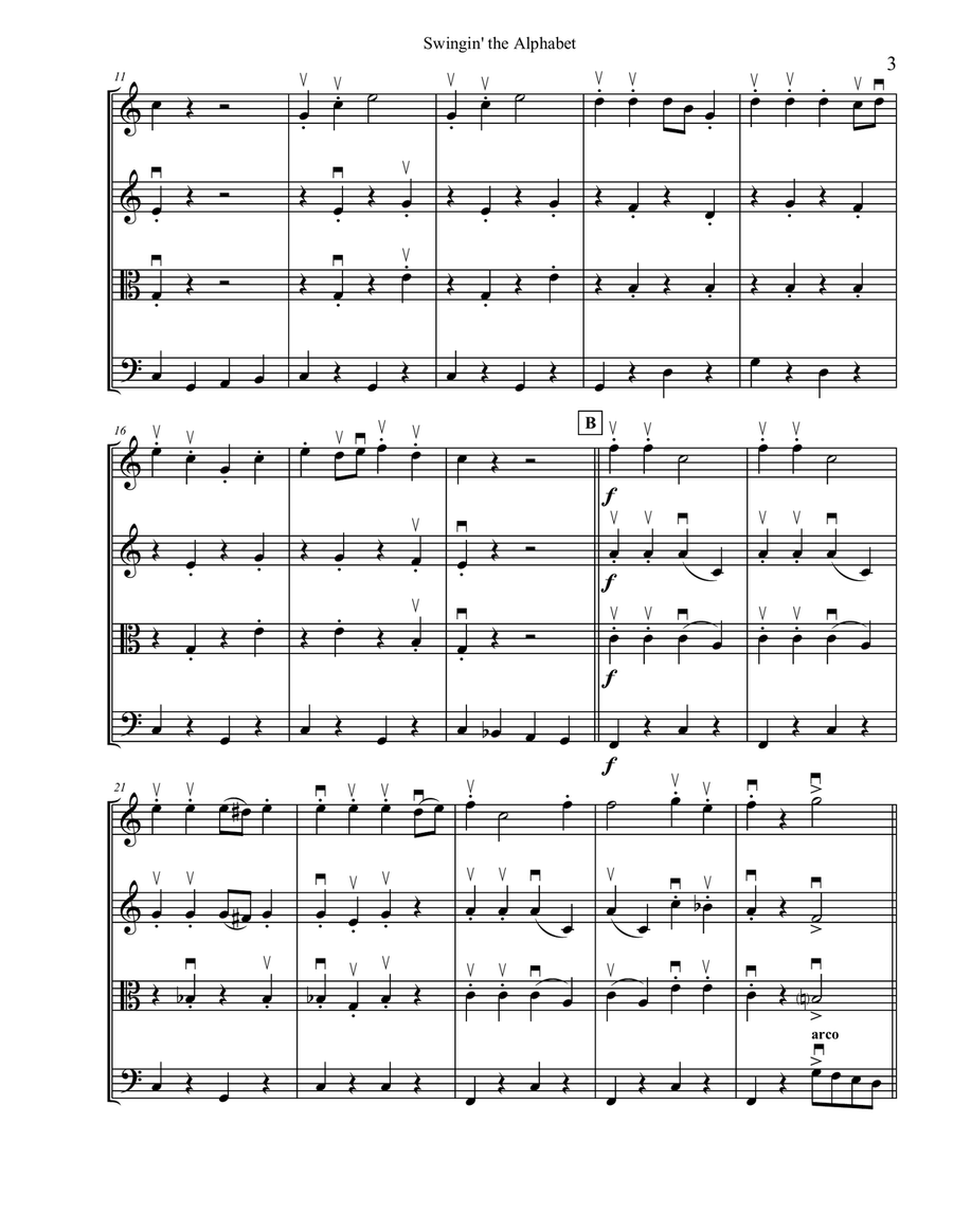 Swingin' The Alphabet String Quartet scores gallery preview page 3