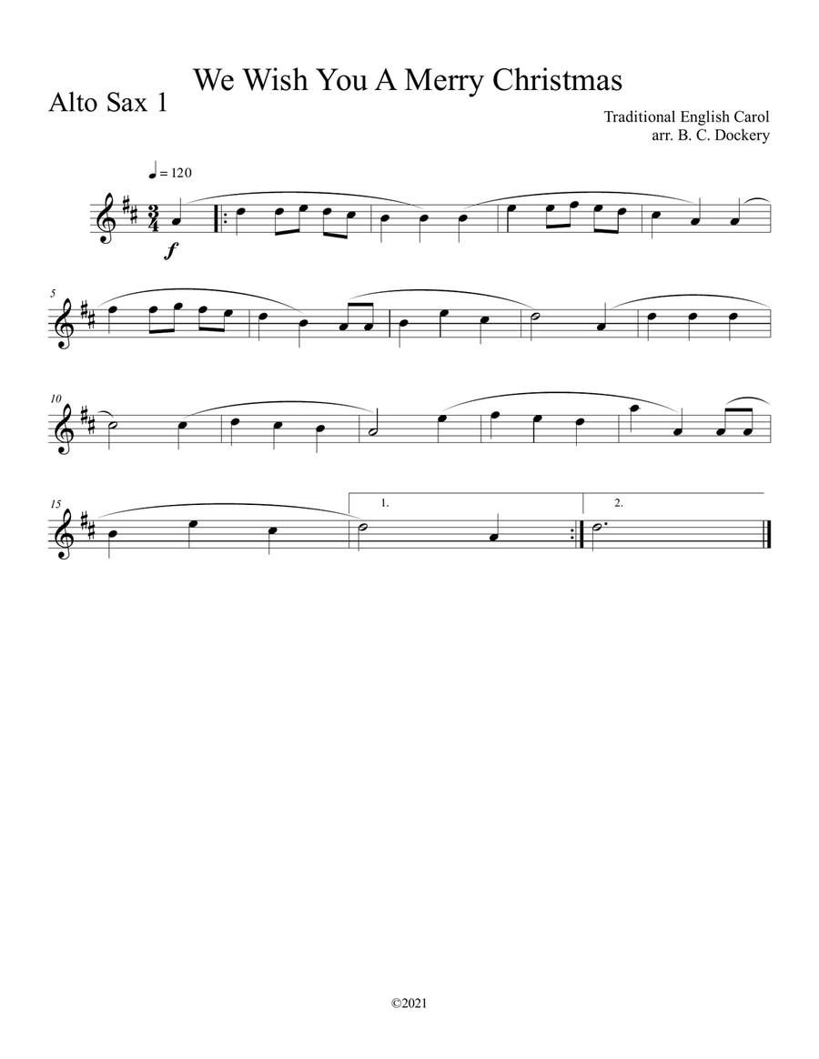 We Wish You A Merry Christmas (Alto Sax Duet with Piano Accompaniment) Woodwind Duet scores gallery preview page 3